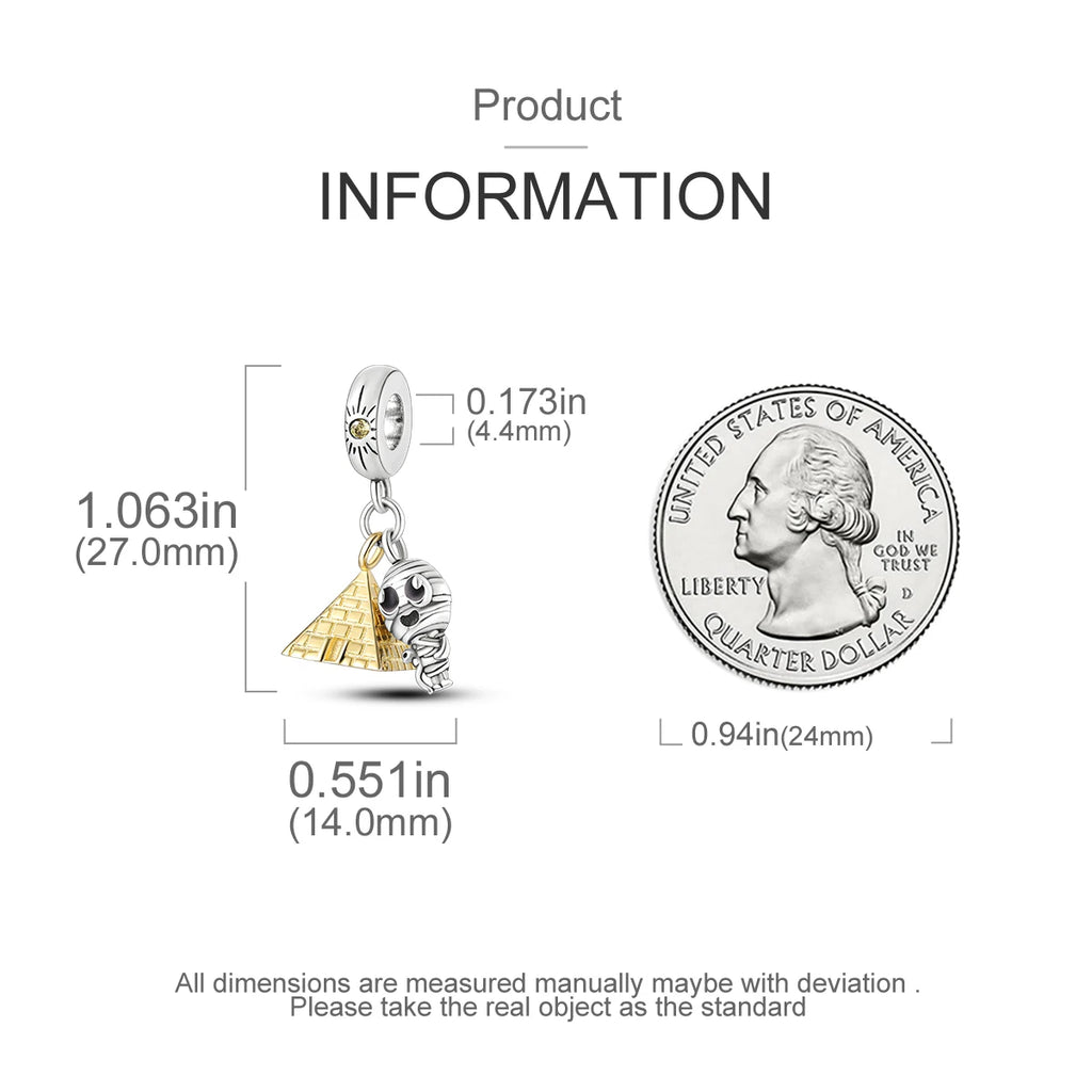 Charm Argent 925 Pendentif Croix, Ange, Pyramide & Pharaon – Breloque Spirituelle & Symbolique DIY | Compatible Bracelet Original | Bijou Personnalisé