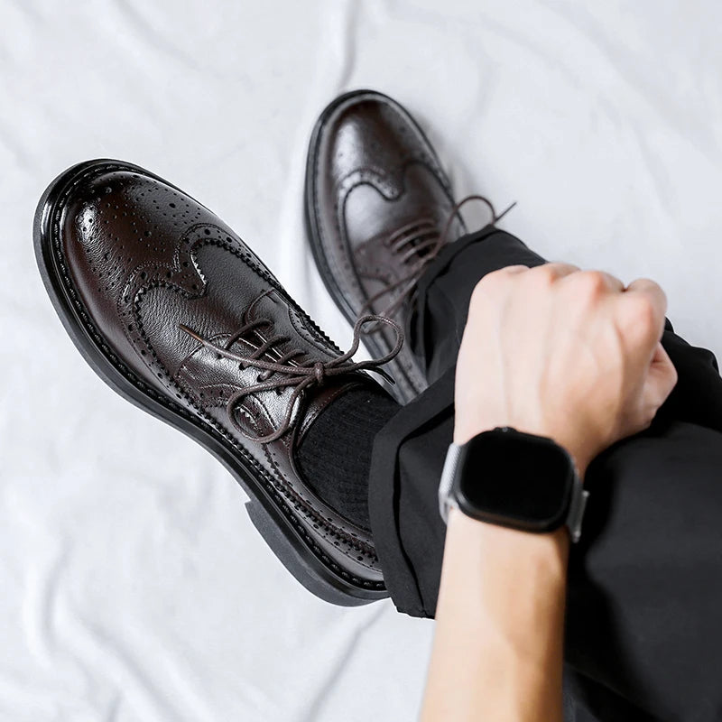 Brogues Oxfords Patent Leather Homme – Lacets Formal Noir Mariage Fête Dress Shoes