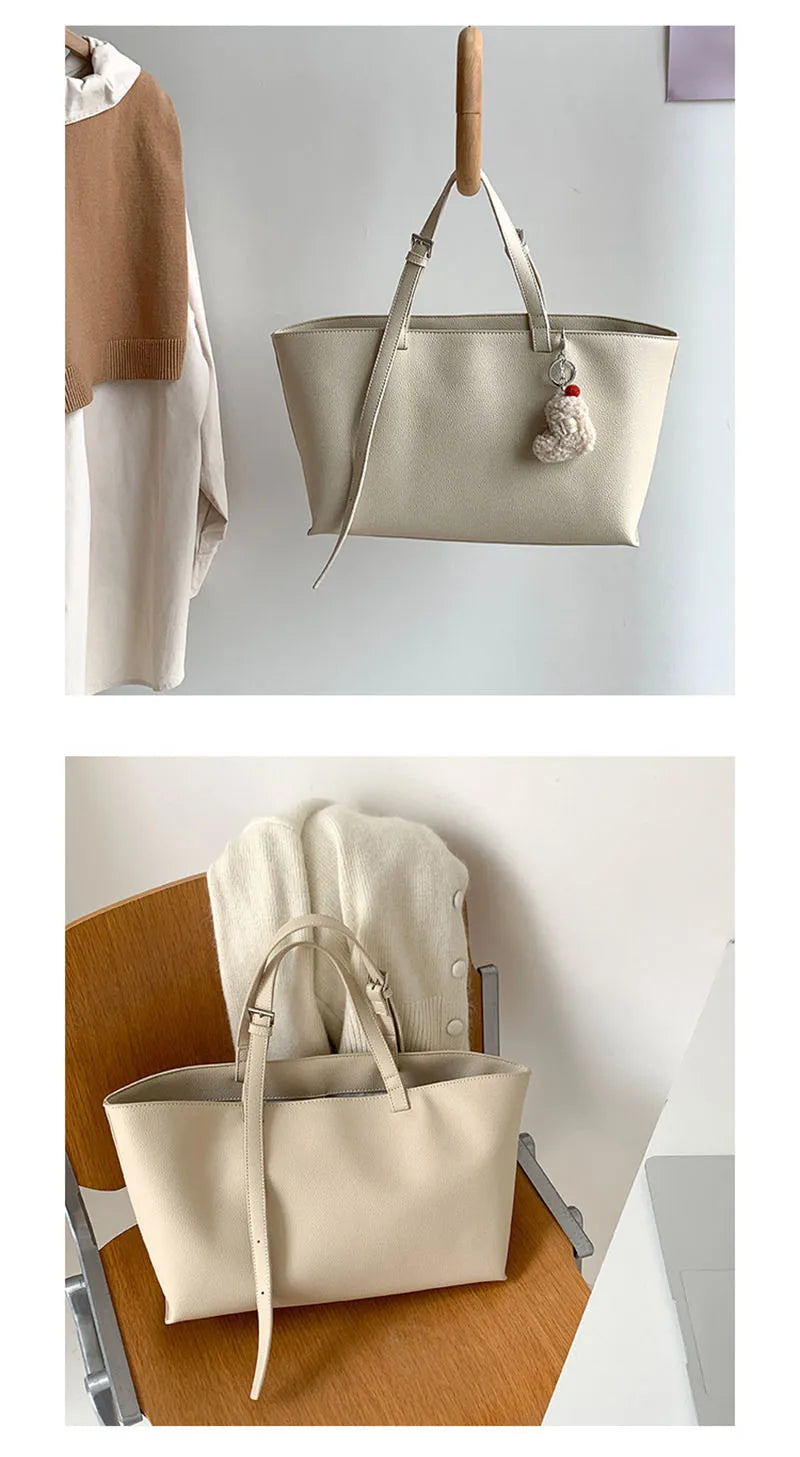 Tote Bag Femme Cuir PU Souple – Grand Sac Cabas Épaule Shopping Casual Qualité Premium