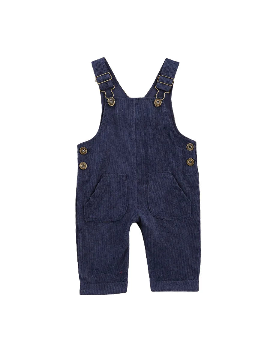 Salopette Bébé Unisexe Bretelles Boutons Couleur Unie – Combinaison Toddler Garçon Fille 0-24 Mois