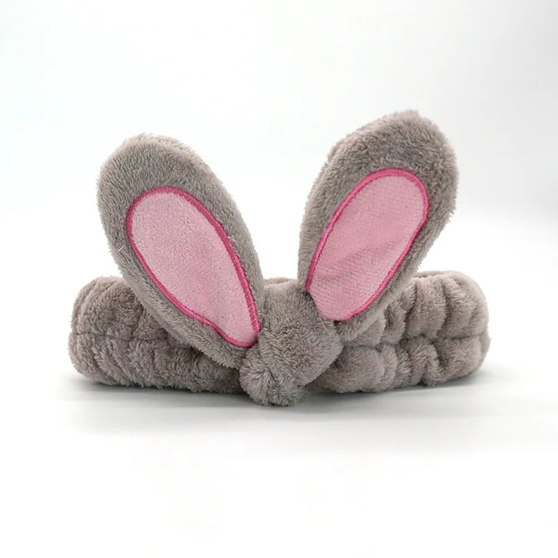 Bandeau Maquillage Oreilles de Lapin Coral Fleece – Élastique Doux | Soin Visage & Coiffure Fille