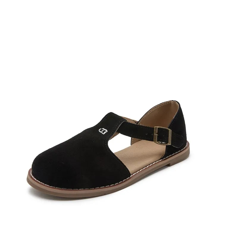 AIYUQI Sandales Cuir Véritable Retro Givré Baotou Romain 2026 – Hollow Flat Femme