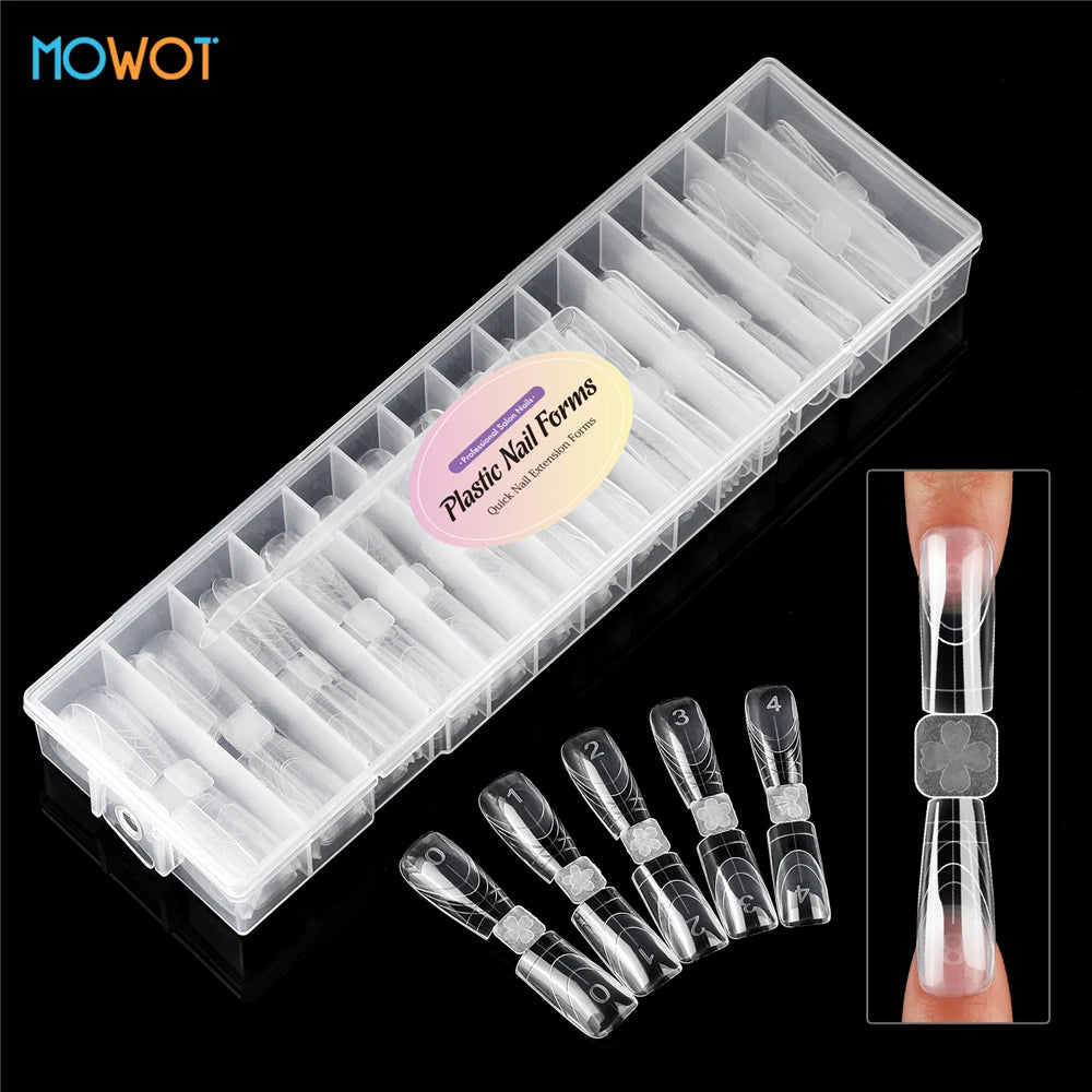 MOWOT Nail Dual Forms 75pcs Coffin Acrylic – Moules Gel Poly 15 Tailles Extension French