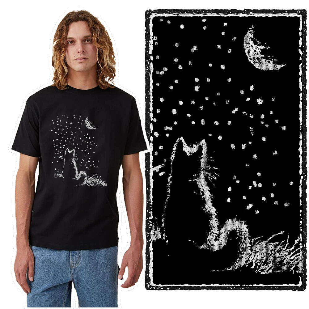 T-Shirt Homme 100% Coton Imprimé Chat Cool Loose Été Manches Courtes Col Rond Casual Tendance – Tee Graphique Félin Streetwear | Mode Homme Premium