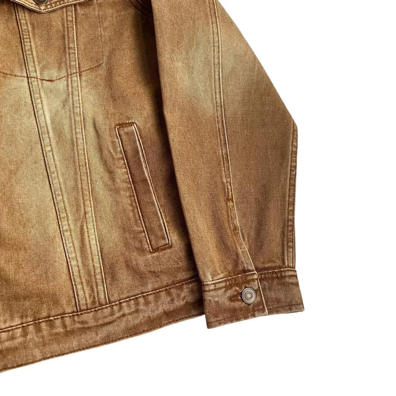Vintage Jeansjacke Baumwolle 100% Herren Loose – Denim Americana Frühling Herbst