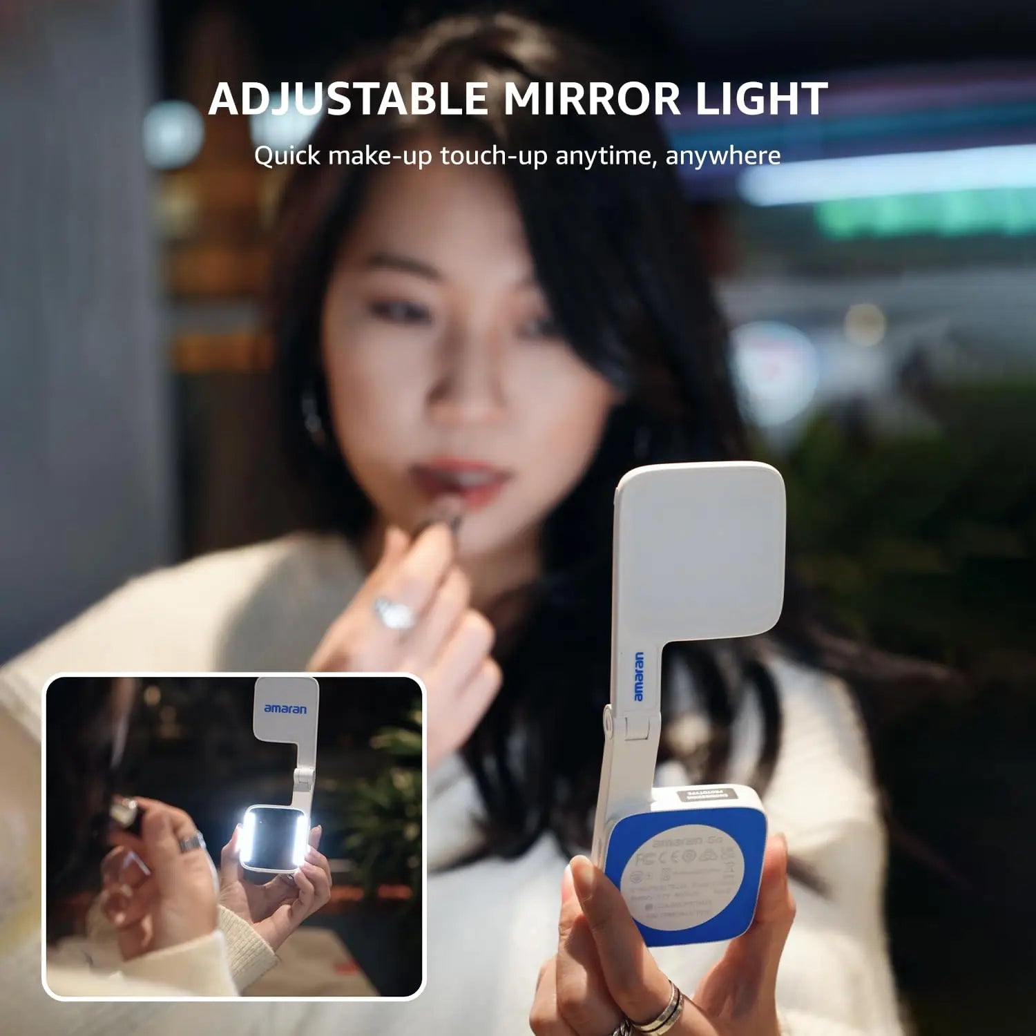 Lampe Selfie Magnétique amaran Go – Rechargeable Portable avec Miroir | Maquillage, Vidéo & TikTok