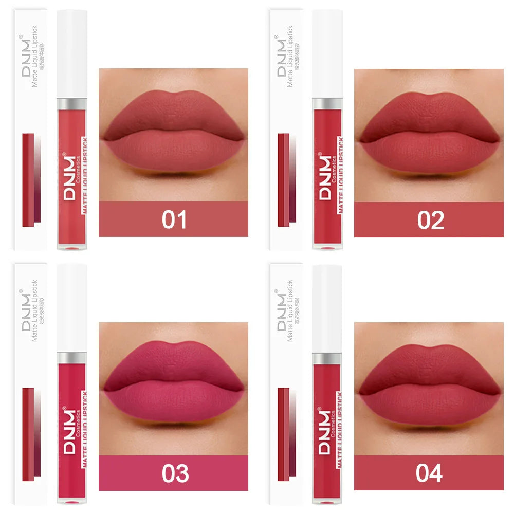 Gloss Velvet Mat DNM 18 Couleurs – Waterproof Longue Tenue | Lip Tint Nude, Rouge & Violet