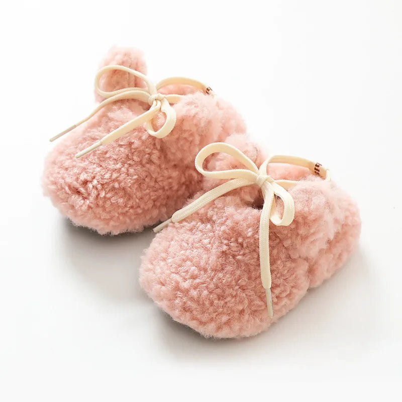 Chaussons Bébé Hiver Unisexe – Bottines Douces Cachemire Agneau Antidérapantes Chauds Nouveau-Né Toddler