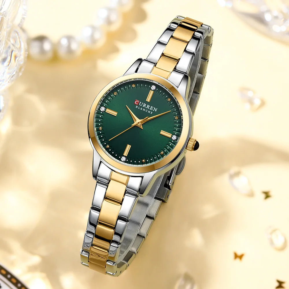 Montre Femme Luxe CURREN Dorée Quartz Acier Inoxydable – Étanche Élégante Minimaliste