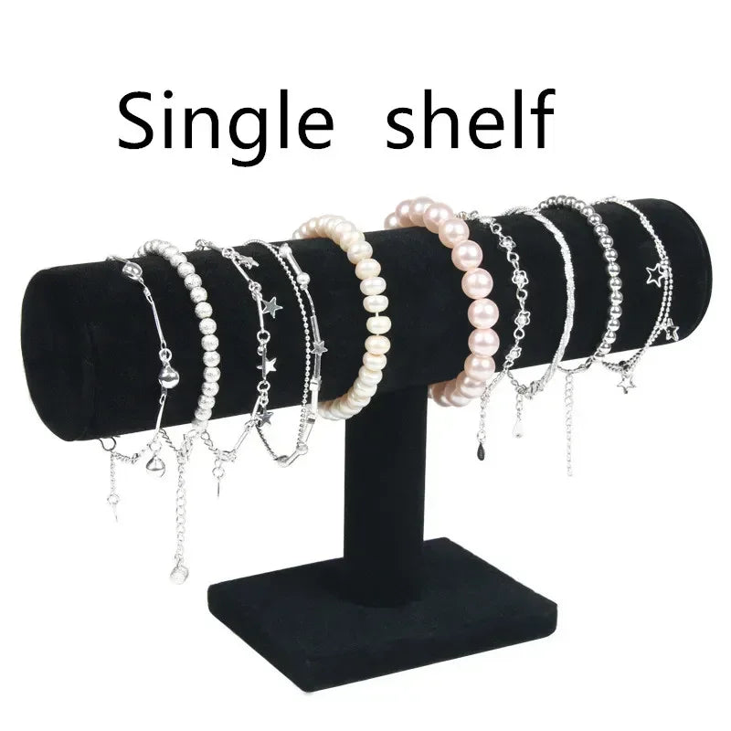 Présentoir Bijoux & Montres Vintage Cuir PU / Velours – Support T-Bar Bracelets & Chaînes | Organisateur Vitrine Boutique & Maison Premium