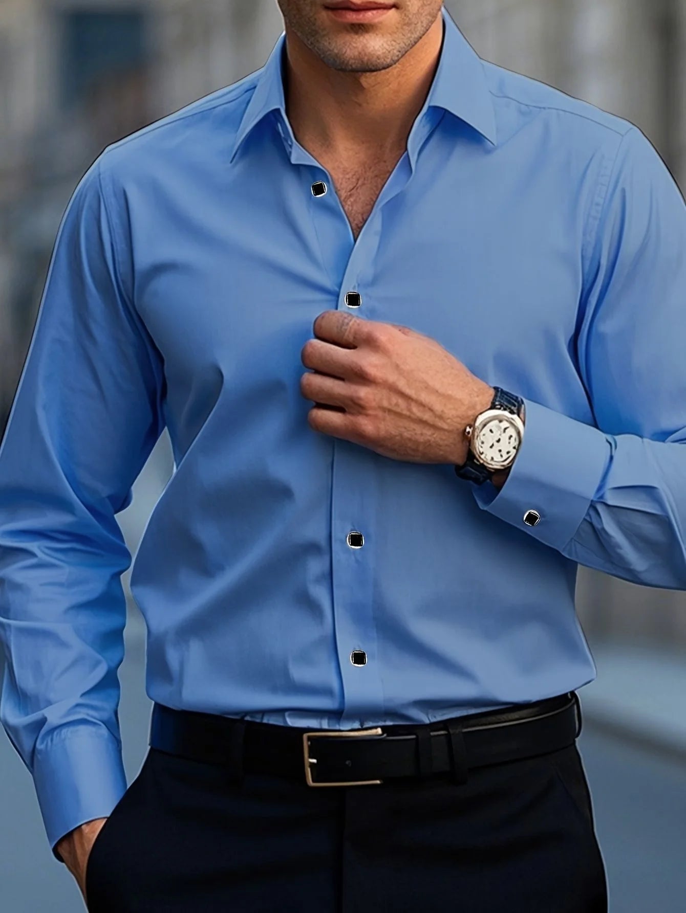 Chemise Homme Manches Longues Tissu Élastique Couleur Unie Multi-Couleurs Qualité Premium Basique Intemporelle Confortable Élégante Polyvalente – Chemise Premium Manches Longues Élastique Couleur Unie Multi-Couleurs | Mode Homme Chemise Premium