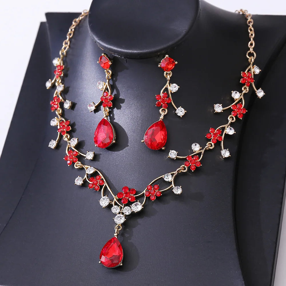 DIEZI Parure Couronne Baroque Mariage Cristal Opale – Tiare Collier Boucles Princesse