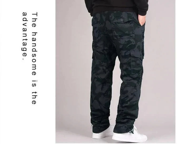 Herren Cargo Hose Winter Doppellagig Dickes Fleece Tarnung Taktisch Baumwolle Baggy Casual Warm | Cargo-Hose Tactical Premium Camouflage Fleece