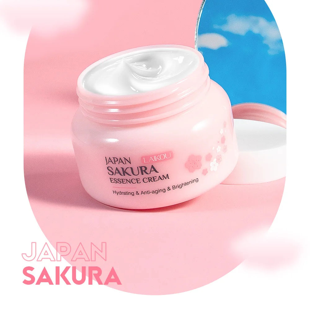 Crème Visage Sakura Laikou 60g – Fleur de Cerisier Hydratante Anti-Rides Anti-Âge Éclat