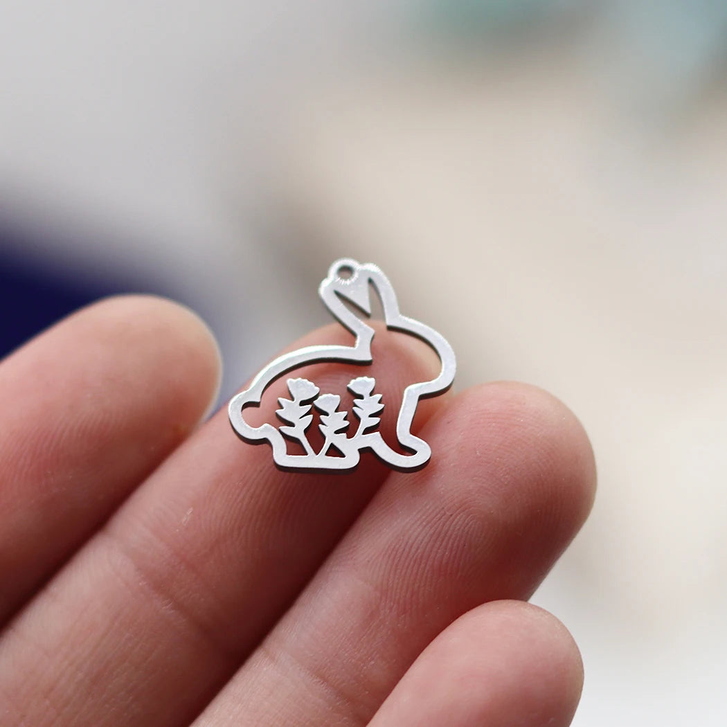 Lot 3 Breloques Animaux Acier Titane DIY – Renard, Lapin, Chat, Cygne, Dragon, Serpent & Plus | Pendentifs Bijoux Fait Main Bracelet & Collier