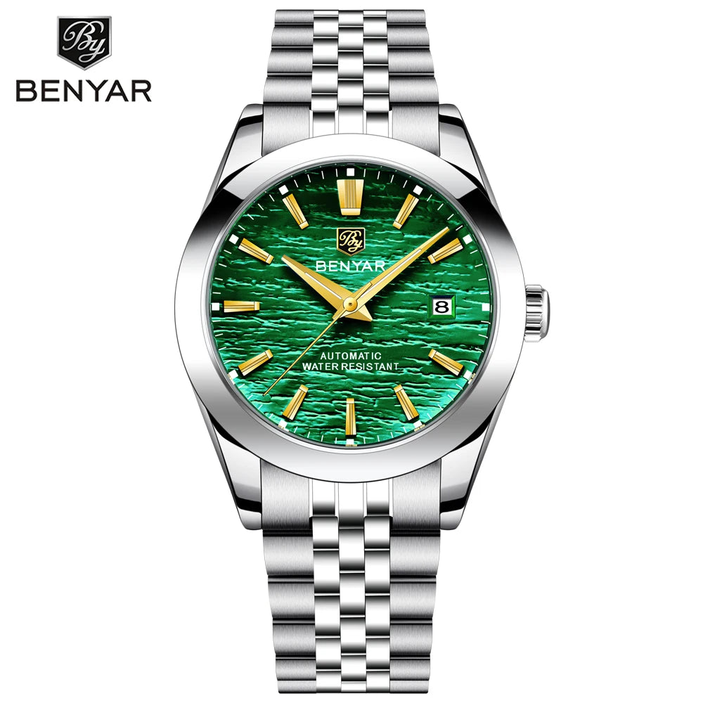 Montre Homme Luxe BENYAR Mécanique Automatique Acier – Étanche Sport Top Brand