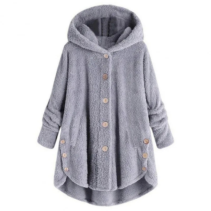 Manteau Teddy Bear Femme À Capuche – Veste Laine Peluche Chaude Uni | Automne Hiver Tendance