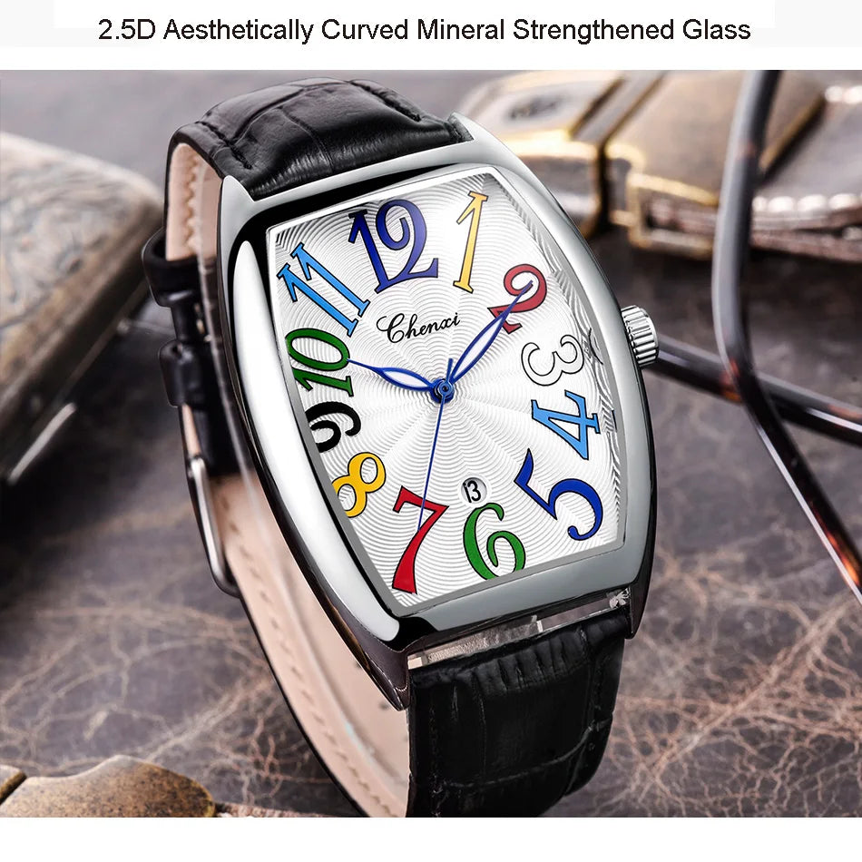 Montre Homme Bracelet Cuir Luxe Fashion Lumineux Quartz Calendrier Étanche Élégante Intemporelle | Montre Homme Cuir Luxe Fashion Lumineux Premium