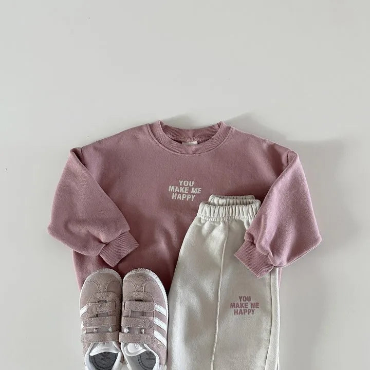 Ensemble 2 Pièces Enfant Pull Manches Longues + Pantalon – Style Coréen Casual Printemps Automne