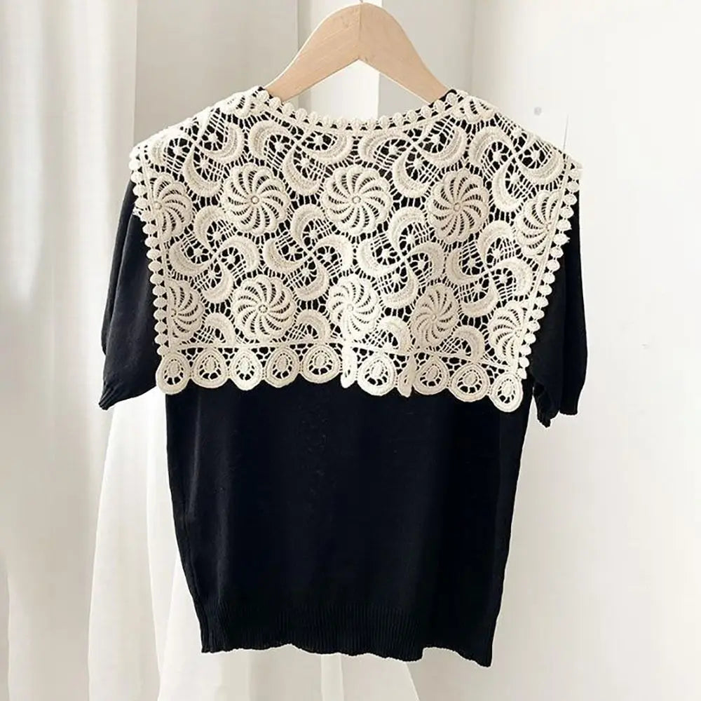 Châle Tricoté Femme Couleur Unie – Faux Col Écharpe Casual Élégante Été