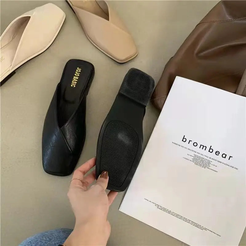 Mules Designer Miroir Luxe Plate Femme 2025 – Sandales Cuir Intérieur Maison Fashion
