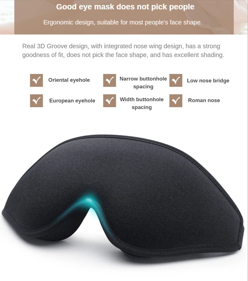 Masque de Sommeil 3D Mousse Mémoire - Occultant Total & Confort Premium