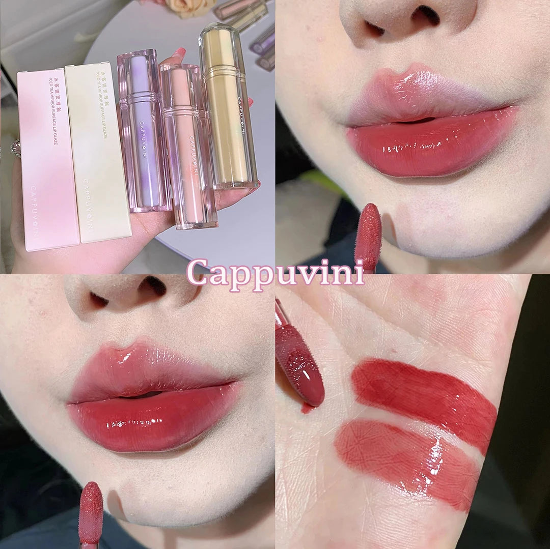 Gloss Miroir Iced Tea – Lip Glaze Jelly Transparent Waterproof | Rouge à Lèvres Liquide Effet Glacé