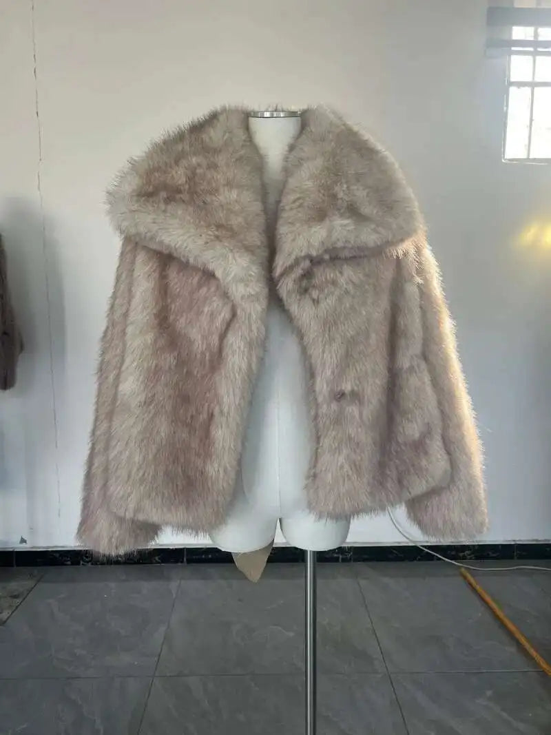 Damen Cardigan Reverskragen Fell Langarm Elegant – Modischer & Schicker Mantel | Herbst Winter