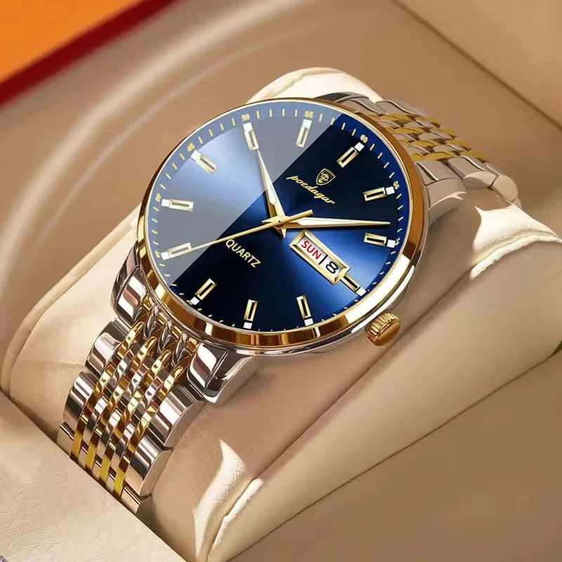 Montre Homme POEDAGAR Luxe Sport Quartz – Acier Lumineux Étanche Date Business