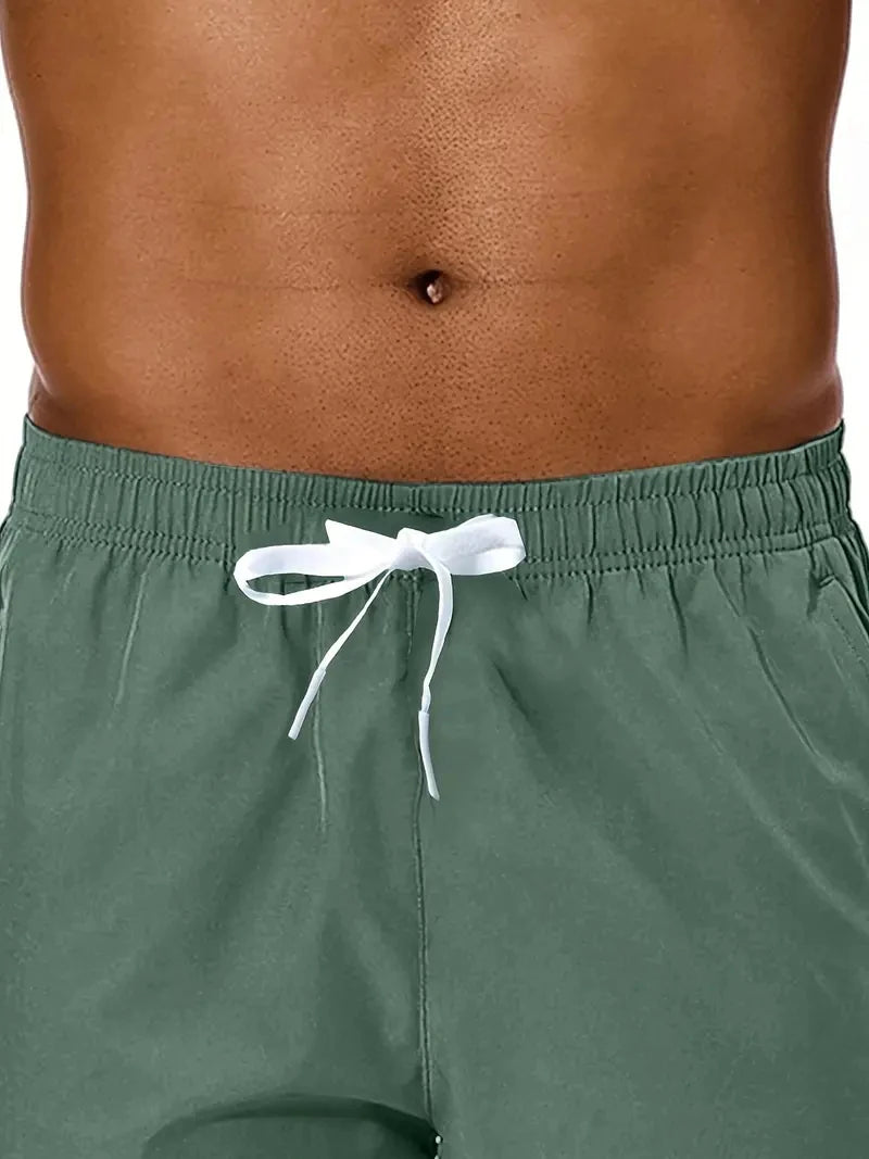 Short Homme Plage Été Couleur Unie Ceinture Élastique Double Poches Fashion Leisure Confortable Sport Cool Tendance – Short Premium Multifonction Été | Mode Homme Été Premium