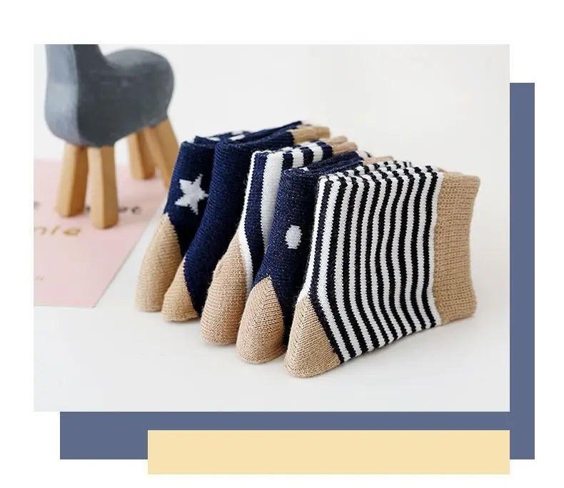 5er-Pack Kindersocken Baumwolle Tiermuster – Frühling Herbst Baby Jungen Mädchen 0-6 Jahre