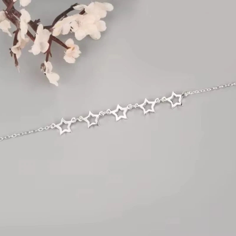 Collier Étoiles Argent 925 Femme – Pendentif Fashion Bijou Sterling Silver Tendance