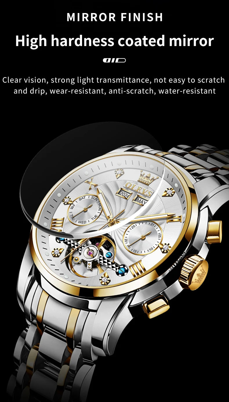 Montre Mécanique Automatique Luxe Homme OLEVS 7088 – Grand Cadran Lumineux Étanche Cadeau