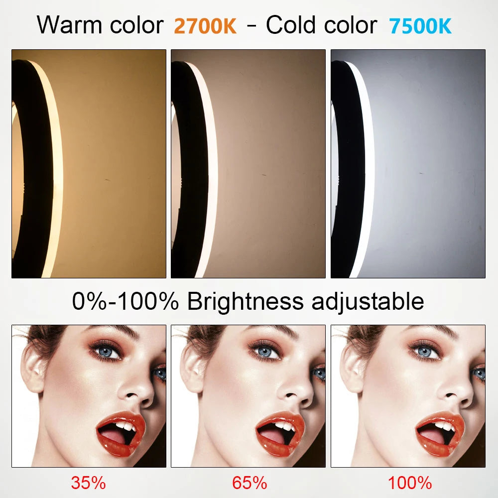 Anneau Lumineux LED 18 Pouces 96W Yidoblo FE480 avec Trépied – Bi-Couleur Studio Photo & Vidéo | Lampe Salon Beauté Maquillage Vlog