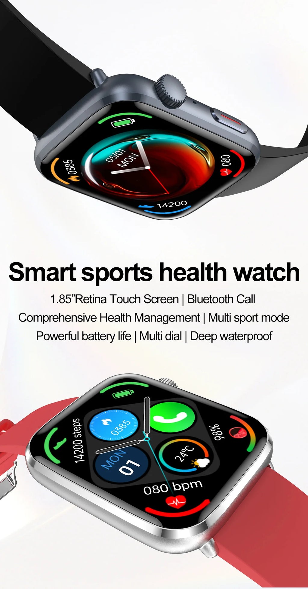 Smartwatch 2025 Unisexe Santé NFC Bluetooth – Tension Artérielle Oxygène Sport Appels | Homme & Femme
