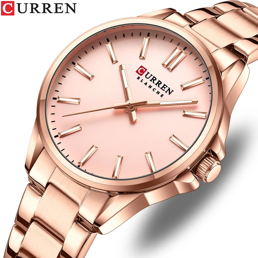 Montre Femme CURREN Fashion Casual Quartz – Acier Inoxydable Cadran Rond Simple Élégante
