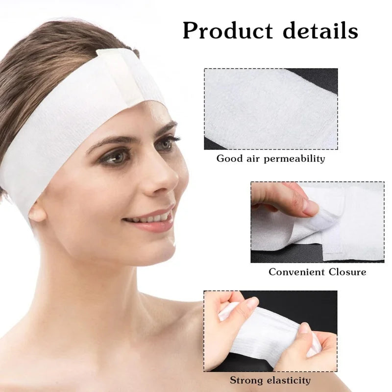 Bandeaux Jetables SPA Skincare Non-Tissés – Lot 10/50/100 pcs | Blancs Ultra-Doux | Soin Visage & Institut de Beauté