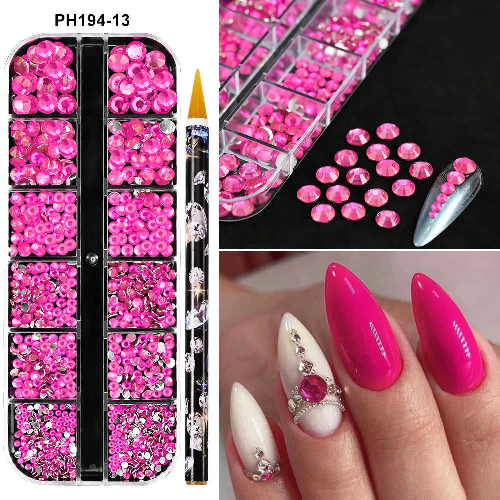 Strass Nail Art 3D Colorés – Diamants Plats Ronds | Déco Ongles DIY