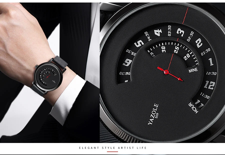 Montre Homme YAZOLE Quartz Bracelet PU Casual Unique – Étanche Fashion Tendance 2025