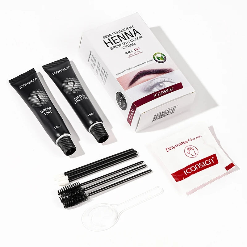 Teinture Sourcils & Cils Henné Semi-Permanente – 15 Min Action Rapide | Crème Tattoo Brow Professionnel
