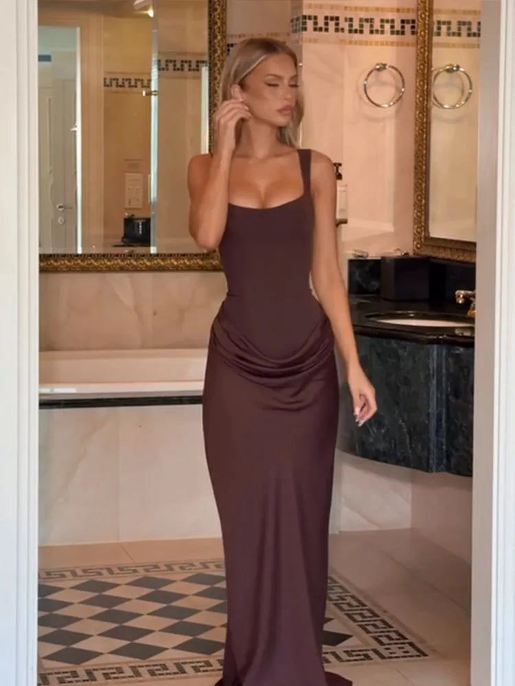 Robe Maxi Femme Velours Noir Transparente Mesh Épaules Dénudées Taille Cinée Slim – Soirée & Club | 2026