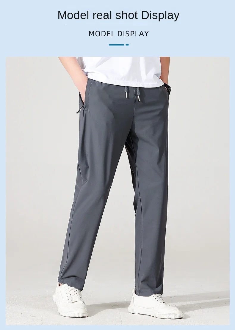 Herren Hose Eisseide Leicht Sommer – Stretch Atmungsaktiv Gerader Schnitt Loose Business Casual & Outdoor | Premium Herrenmode