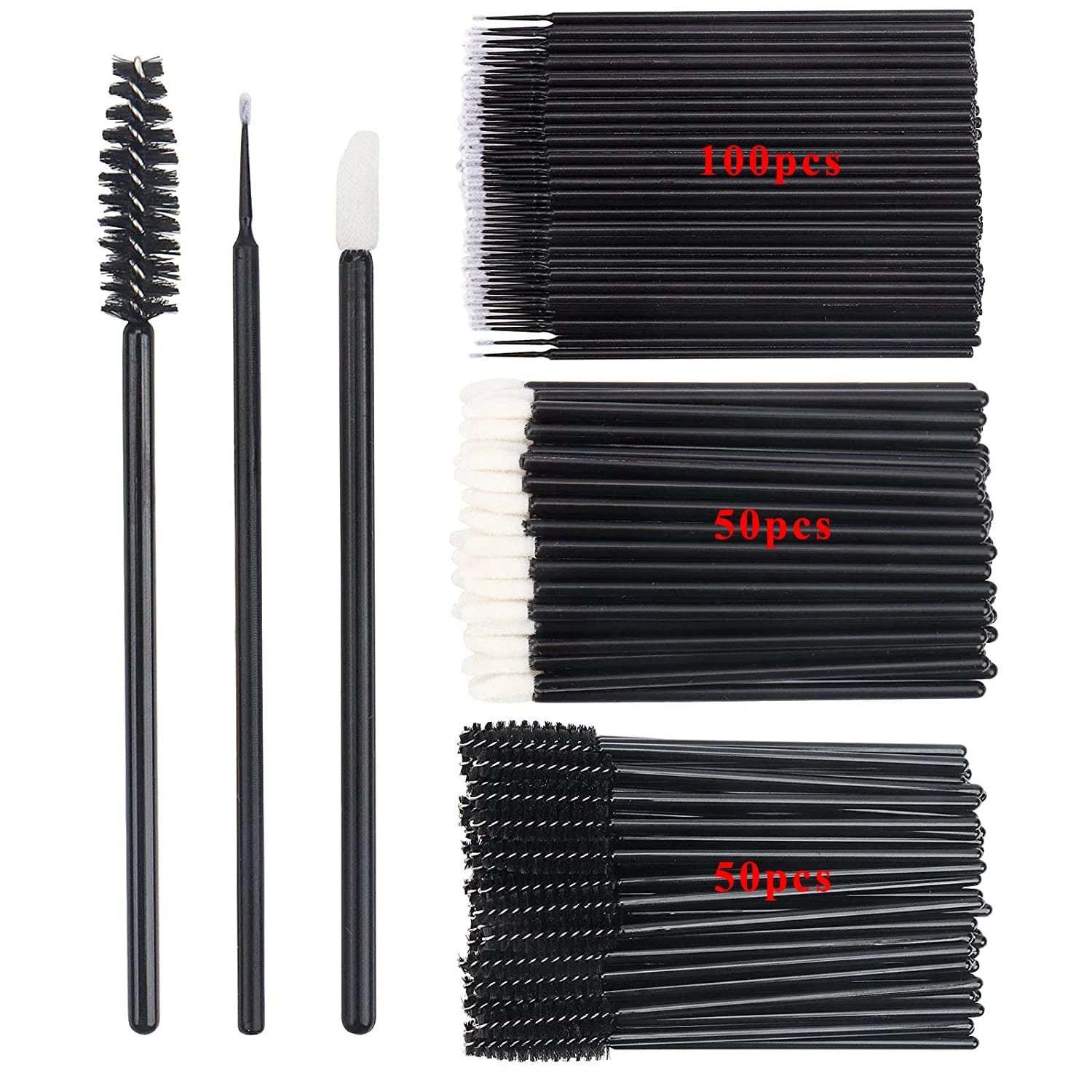 Lot 200 Brosses Jetables Maquillage – Mascara Wands, Lèvres & Microbrush | Applicateur Extension Cils & Sourcils