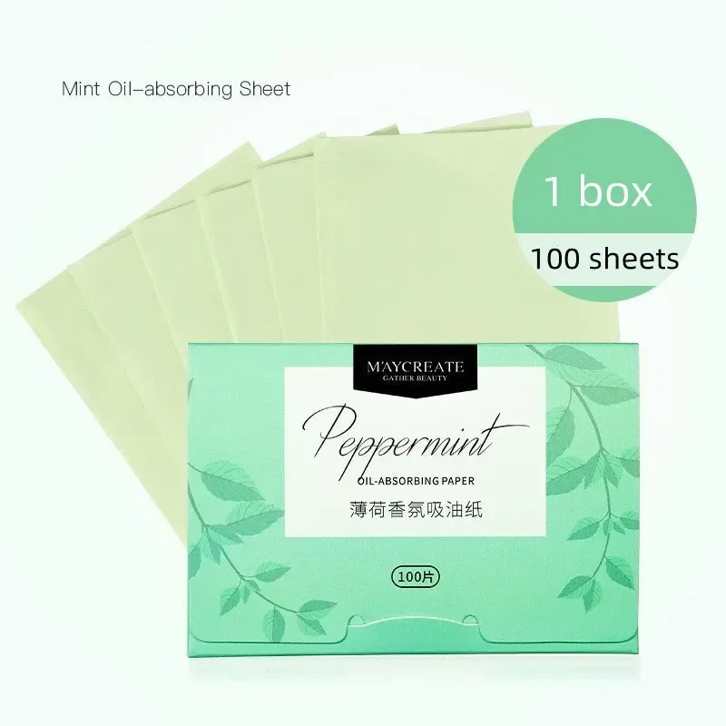 Papiers Matifiants Thé Vert – Lot 100 Pcs Portables | Lingettes Anti-Brillance Visage