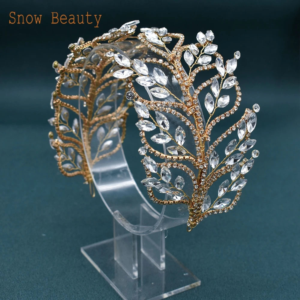 Diadème Cristal Mariée Luxe – Couronne Strass Rhinestone | Tiare Nuptiale Mariage, Soirée & Concours | Bijou de Tête Femme Premium