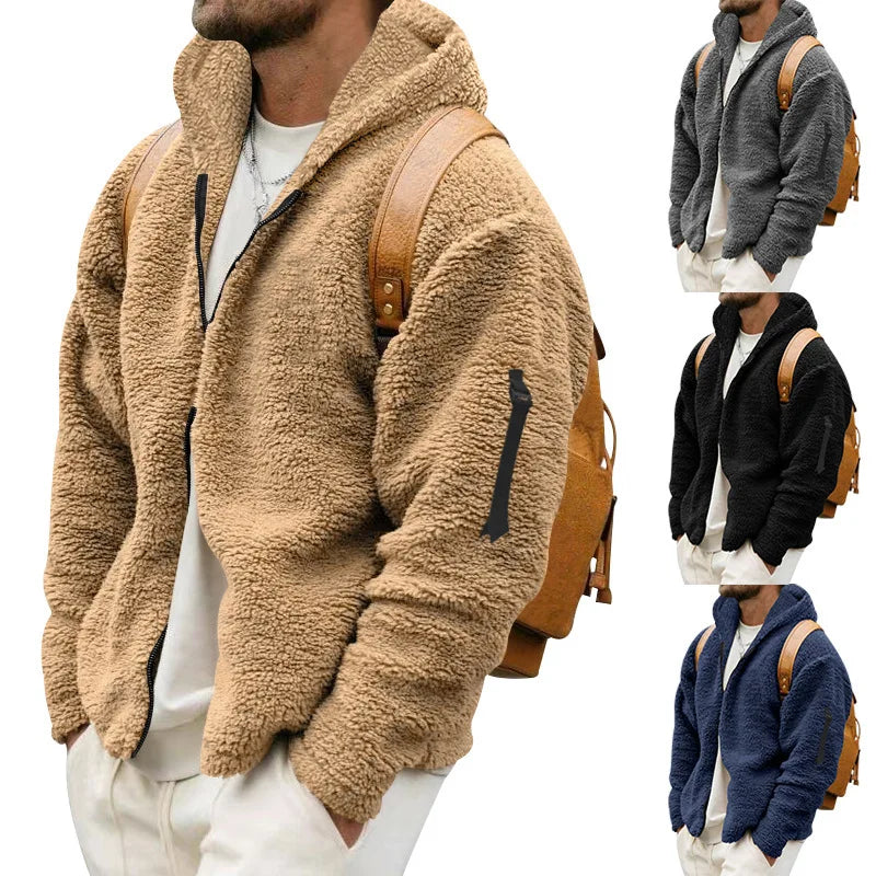 Veste Homme Automne Hiver Polaire Double Face Chaude Capuche Loose Casual Coupe-Vent – Manteau Chaud Tendance Saison Froide | Mode Homme Premium