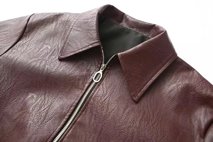 Veste En Cuir Streetwear Femme - Blouson Moto Casual Chic Noir & Rouge | Style Urbain