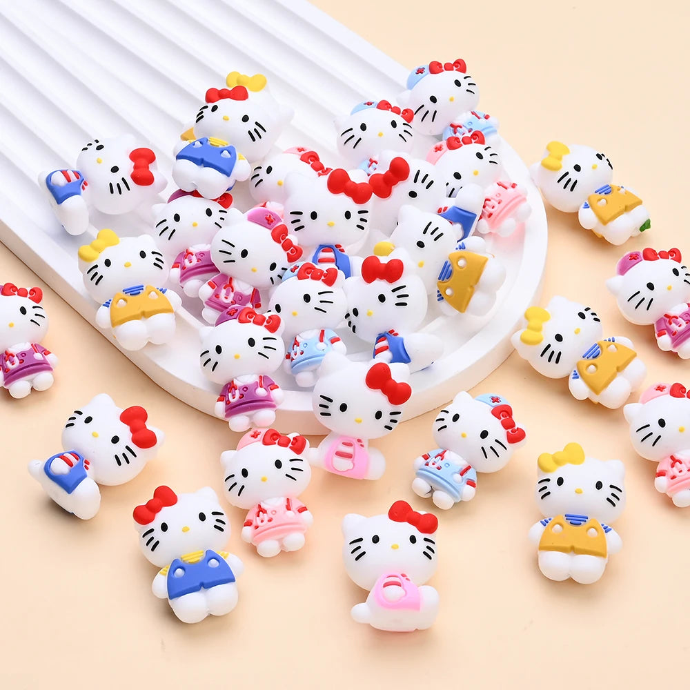7 Perles Silicone 3D Thème Sanrio Hello Kitty – Perles Focus DIY Colliers Bracelets Attache-Tétine
