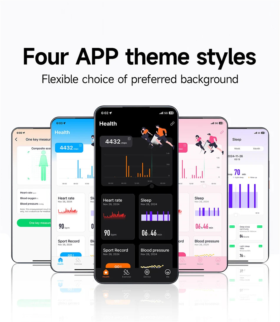 Bracelet Connecté Sport & Santé – Suivi Continu 24h/24 | Sommeil, Stress & Multi-Sport | Monitoring Santé Automatique