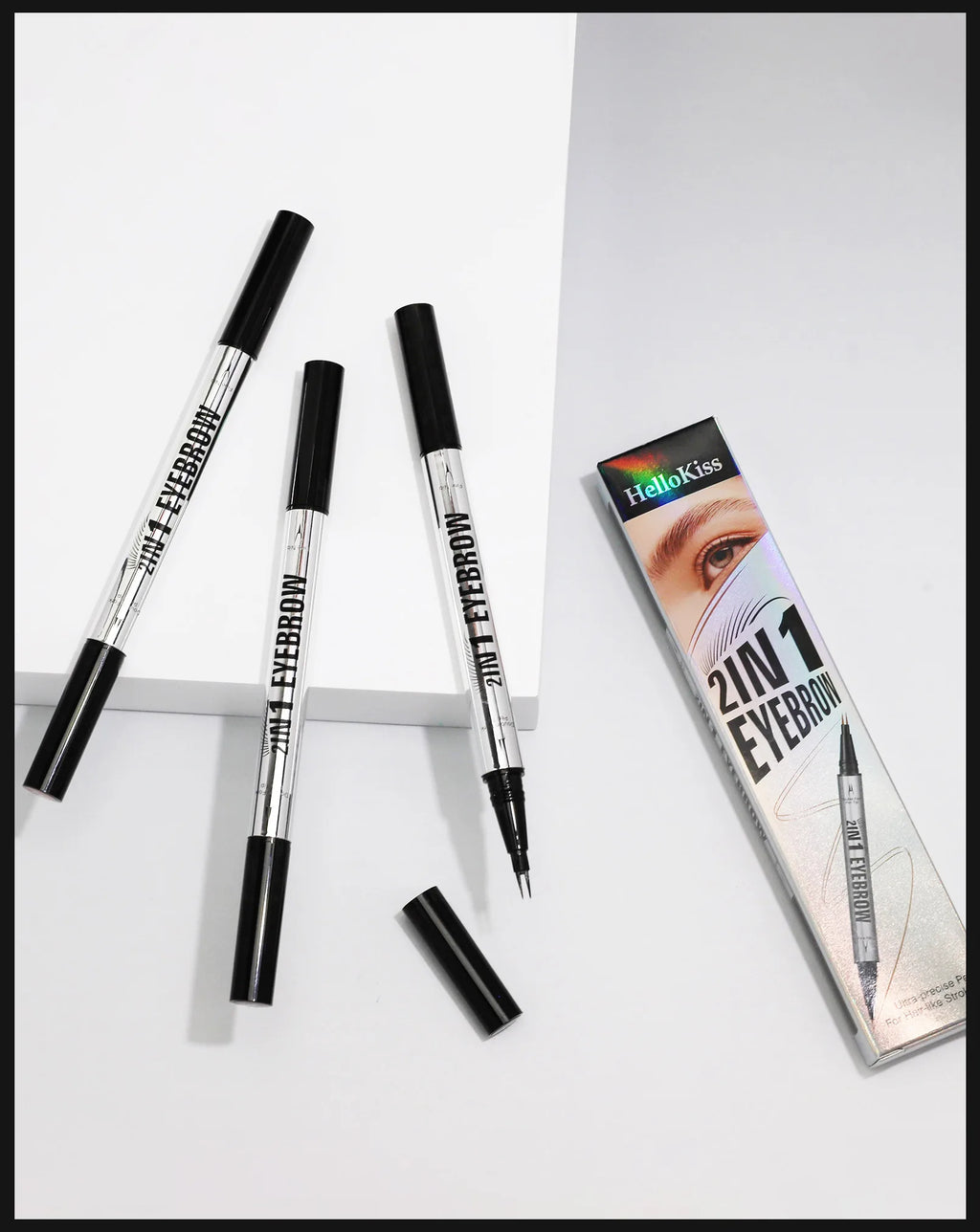 Crayon Sourcils Double Embout Waterproof – Liquide Courbé 2-en-1 Fourchette & Pinceau Précis | Maquillage Sourcils Longue Tenue